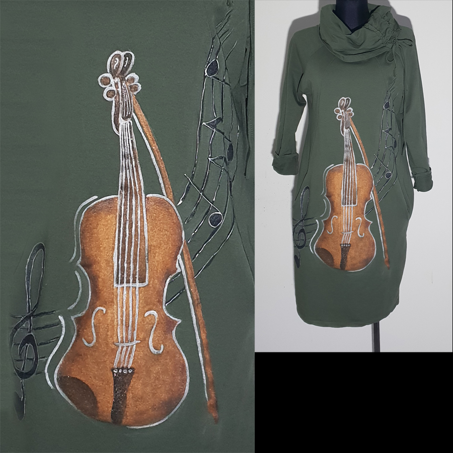 Violina v rjavi barvi z sivo obrobo.