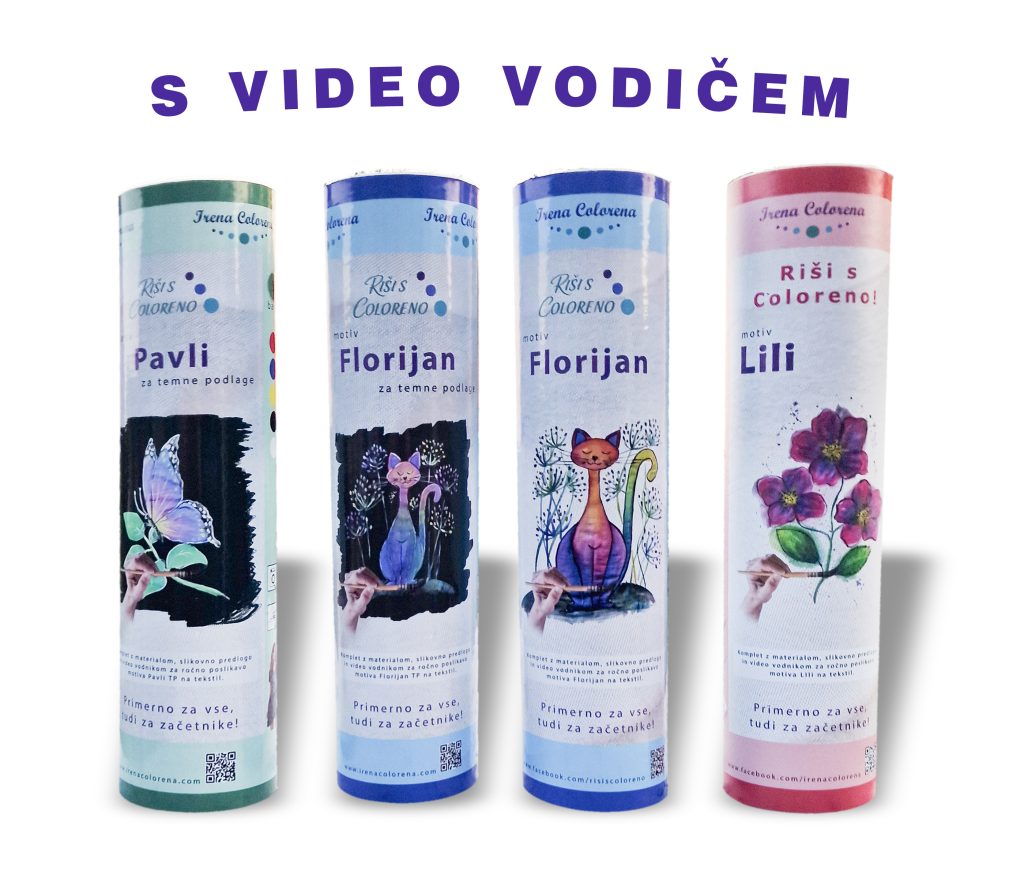komplet za oslikavanje tekstila risi s colorenom pavli florijan lili s video vodičem - Irena Colorena